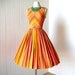 vintage 1960's dress ...tutti fruitti GAY GIBSON chevron sorbet cotton seersucker full skirt pin-up summer dress