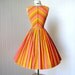 vintage 1960's dress ...tutti fruitti GAY GIBSON chevron sorbet cotton seersucker full skirt pin-up summer dress