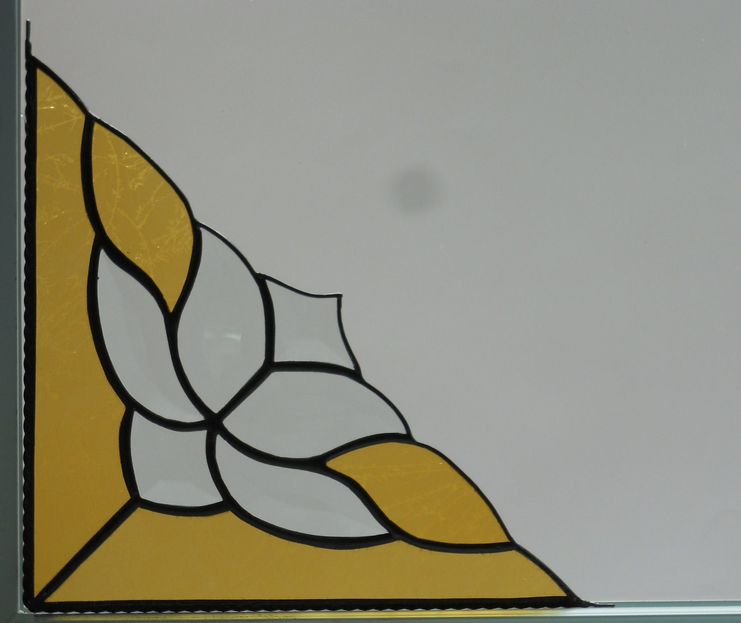 stained glass window corner/ Kelsey bevel design /amber