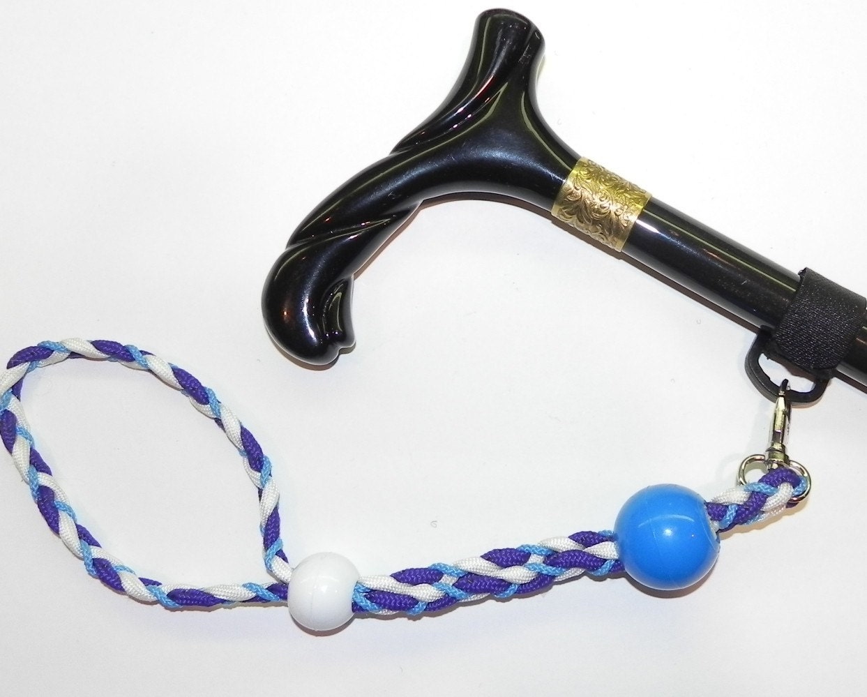Cane Catcher Cane Strap Purple Blue and White