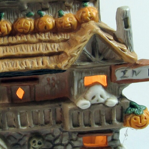 Ceramic Halloween House lighted Keep Out by VintageRerun on Etsy
