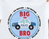 Big Brother shirt- circle Police Car short sleeve plain white big brother t-shirt