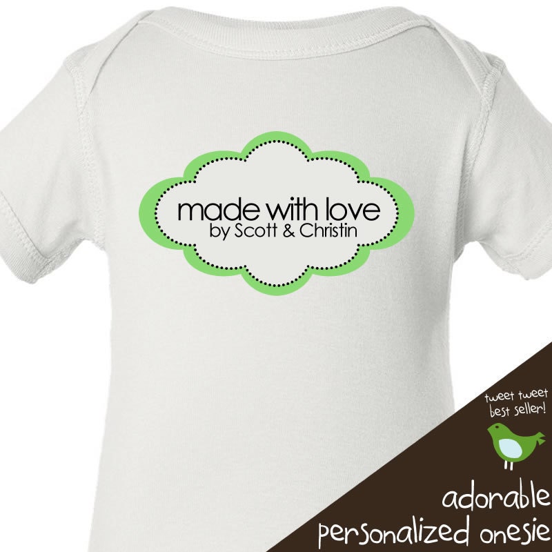 personalized onesie - Made with love - personalized new baby bodysuit gift, baby shower, hospital gift