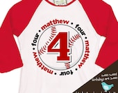 birthday boy t shirt baseball birthday party personalized birthday shirt 3/4 RAGLAN shirt