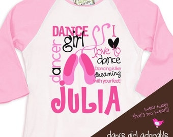 childrens personalized shirt-dance girl ballet adorably personalized t-shirt for your little dancer or ballerina