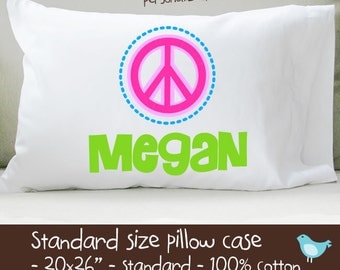 Personalized peace sign standard size pillowcase