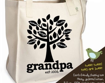grandpa totebag - family tree - grandpa established year ORGANIC heavyweight tote bag