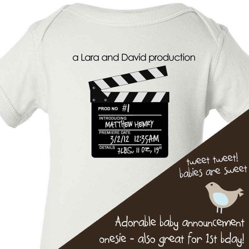 personalized birth announcement onesie - unique new baby gift - add birth stats