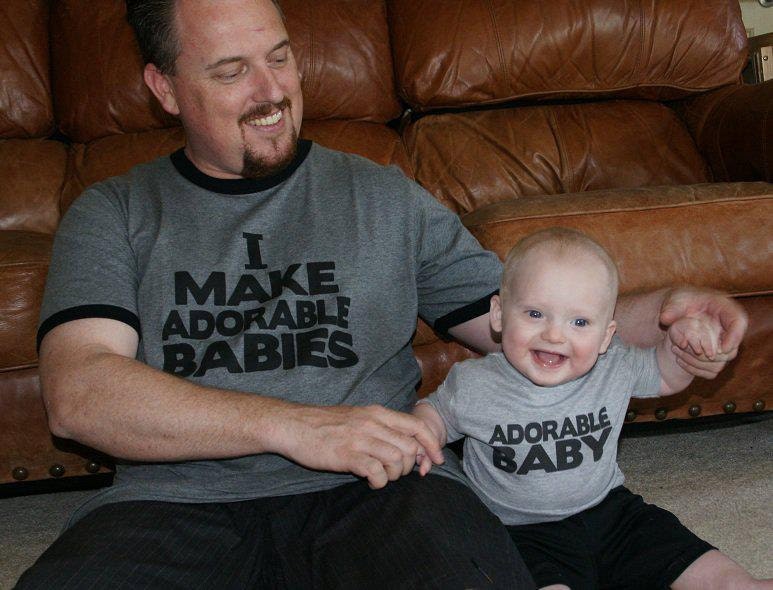 I make adorable babies - dad and baby matching shirt funny, hip and trendy new dad gift ORIGINAL