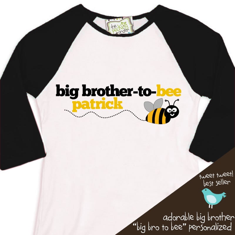 Big Brother to be shirt- adorable 3/4 raglan bee T-shirt