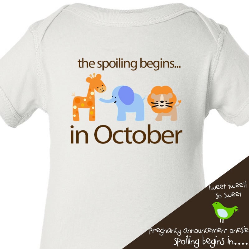pregnancy announcement onesie ZOO animals personalized due date onesie - perfect for first time pregnancy announcements