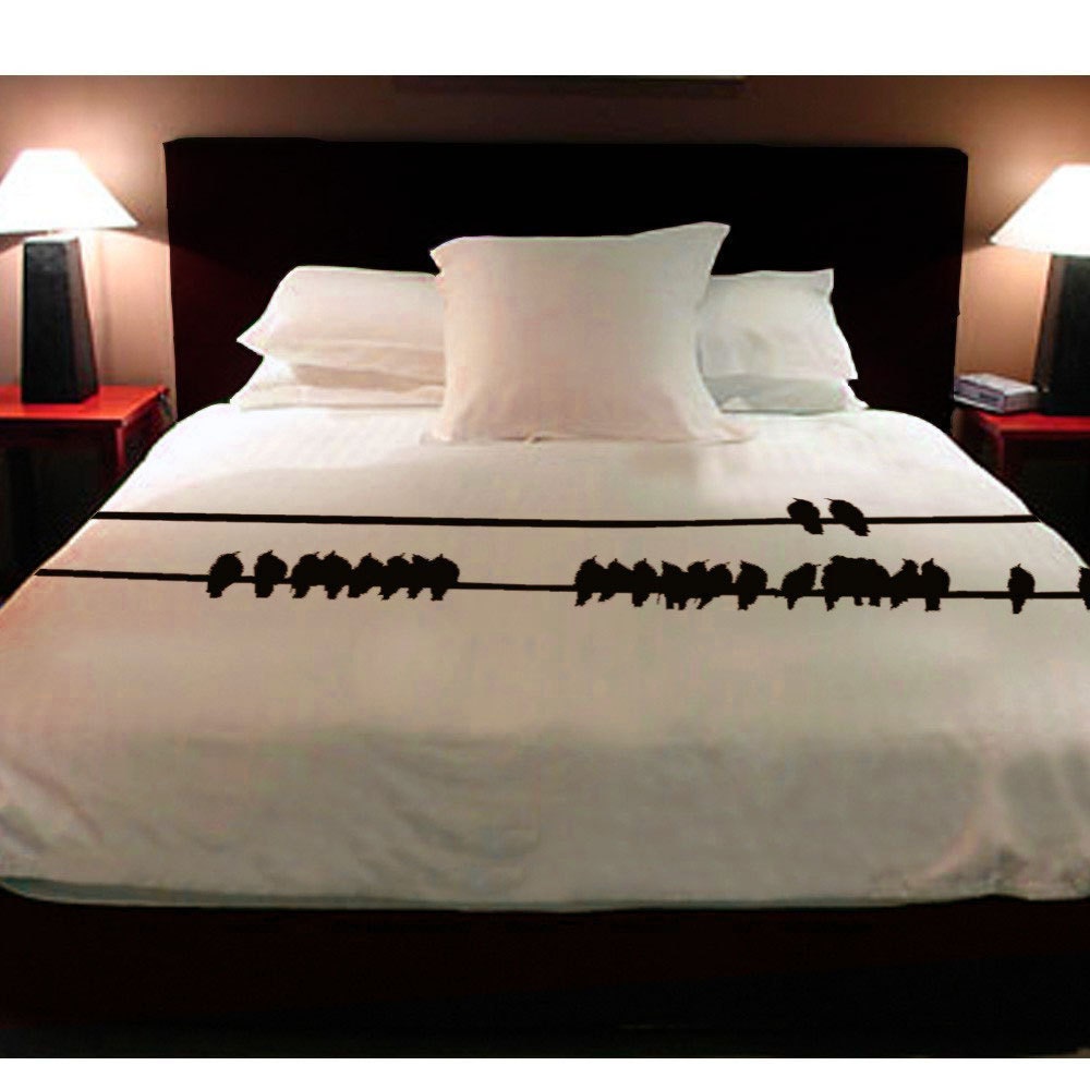 CUSTOMIZABLE Handpainted Birds on a Wire Duvet Cover w/ pillow cases by ShaNickers-- Queen Size