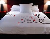 CUSTOMIZABLE ShaNicker Handpainted Cherry Blossoms Duvet w/ Sham-Twin Size