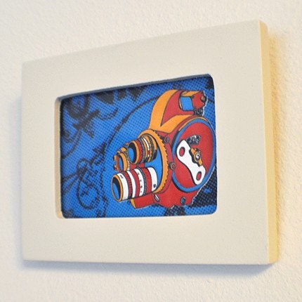 Cameraluv - Multi on Blue - 3x2 Framed Digital Print