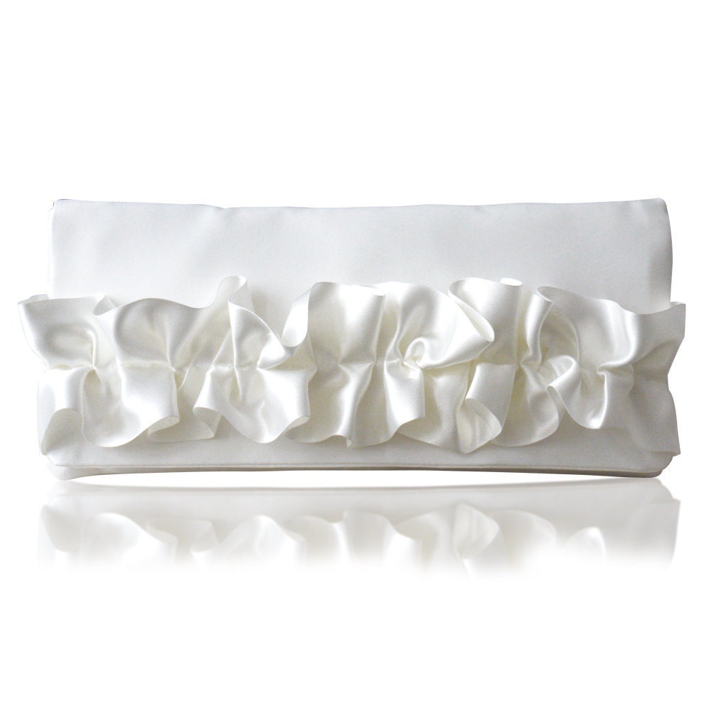 Ivory satin Camilla clutch