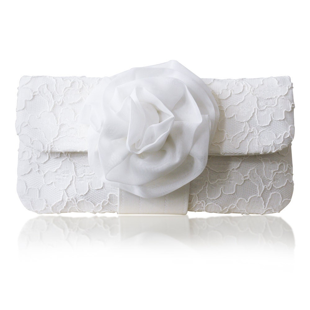 Ivory lace bridal Eva clutch purse