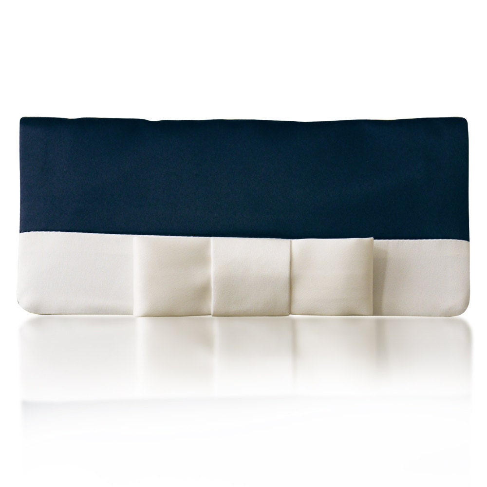 Navy and ivory satin Nancy clutch