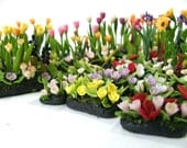 Miniature Garden Polymer Clay Flowers Supplies for Dollhouse, delicate and beautiful, 4 pcs