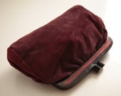 70s NWT OXBLOOD Suede Clutch Frame Bag