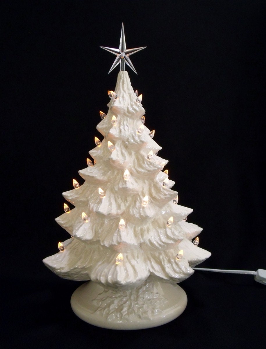 White Christmas Ceramic Christmas Tree with by DarkHorseStore