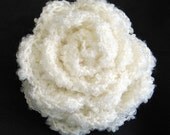Crocheted Flower Pin - Snow White - XL 5 inch