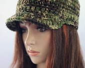Hat with Brim - Camouflage Green