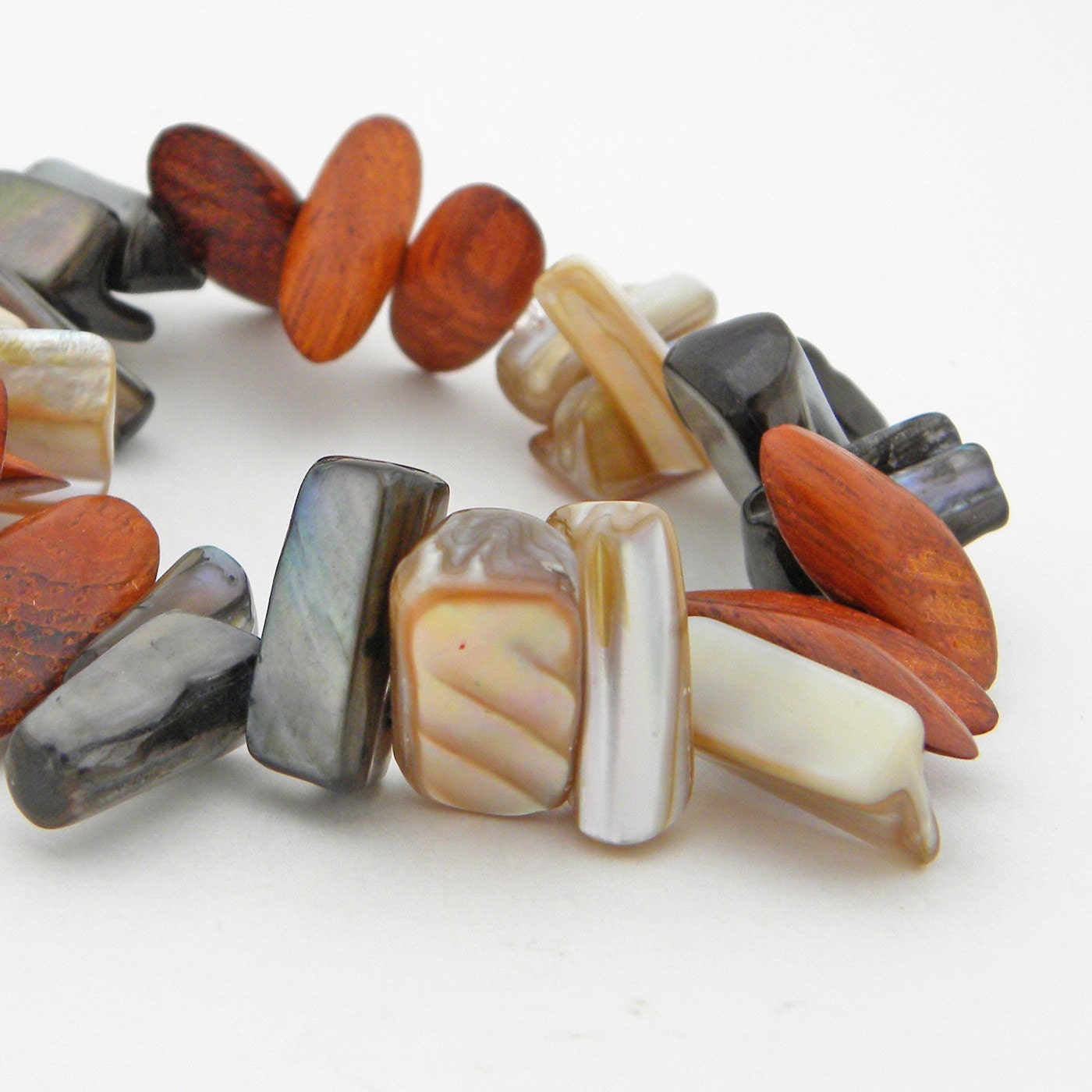 Surf and Turf Bracelet - wood, shell