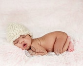 Newborn Baby Off White Beanie Hat Infant Children
