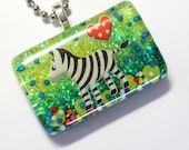 Resin Zebra Pendant - Kawaii Zebra Love