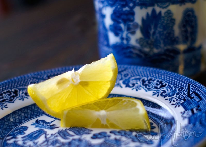 Lemons on Blue -5 x 7 Fine Art Photography Print by Jennifer Aitchison