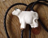 Handmade Ceramic Cow Bolo Tie  Charolais  It is Never Too Late to be a Cowgirl