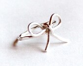 Forget Me Knot Bow Ring - Sterling Silver - Hammered Wire - 14K Goldfill Available - Fashion