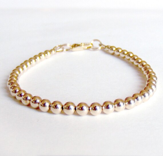 14K Gold Fill Bead Bracelet 4mm Everyday Wear by GetNoticed
