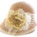 Womens Cloche Hat, Winter Hat in Peach and Cream Tone, a Warm Hat with Romantic Vintage Style - "PEACH DREAM"