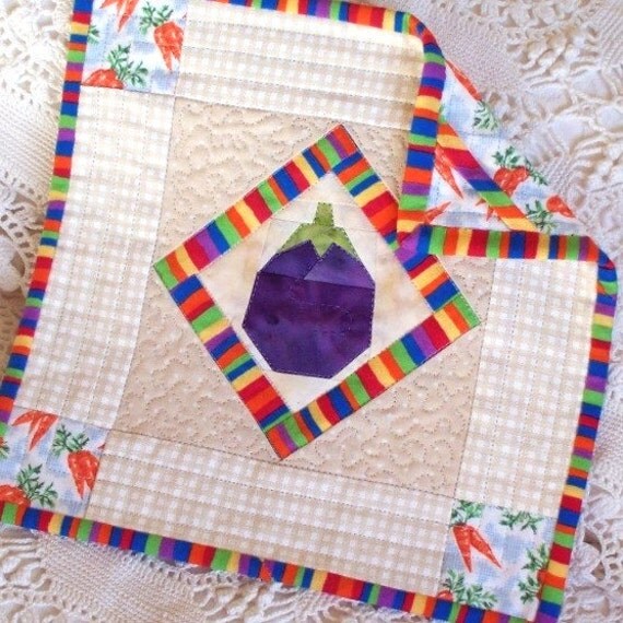 Eggplant Quilt Art by tootsytwo on Etsy