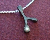 Necklace Tiny Black Branch Pendant with Pearl Gift for Her  for her spring mother's day