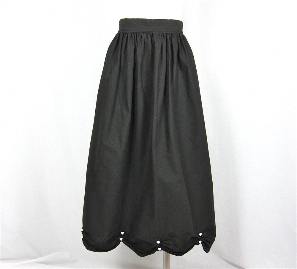 25% Off March Madness Sale // Vintage 1950s or 60s I Heart Black and White Skirt,  Sz S