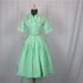 Vintage 50s Mint Green Cotton Dress, Sz S