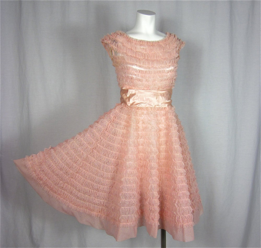 Vintage 50s Take My Breath Away Pink Prom Dress, Sz S