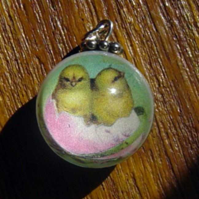 Easter Chicks Silver Bubble Charm