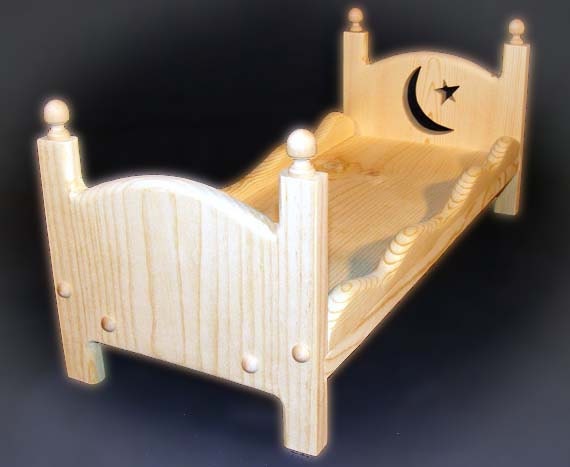 Doll Bed MOON and STAR Stackable American Girl Bunk Bed Reversible Wooden Canopy