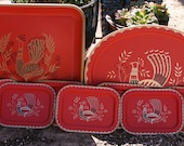Vintage Maxel Peacock Serving Trays