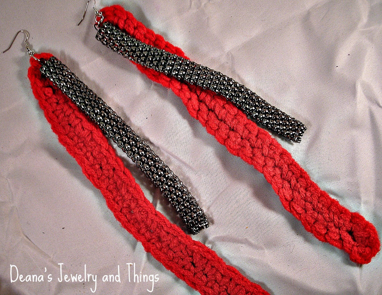 Clearance SALE Long Red Crochet with Gunmetal