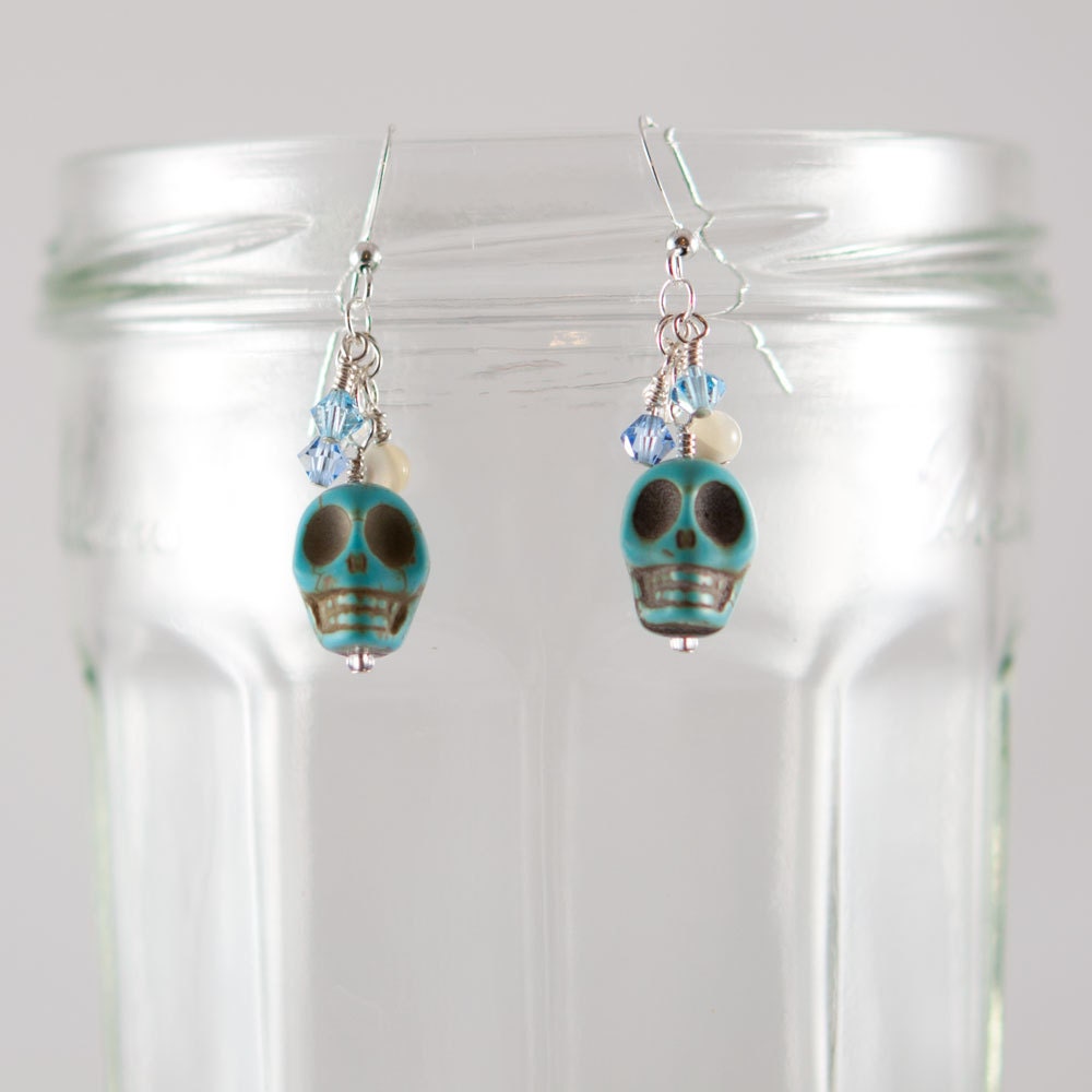 Turquoise Skull Earrings