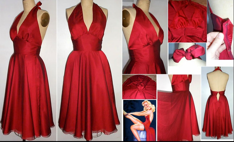 Dreamy Marilyn Chiffon Overlay on Satin Dress... Full Circle Skirt