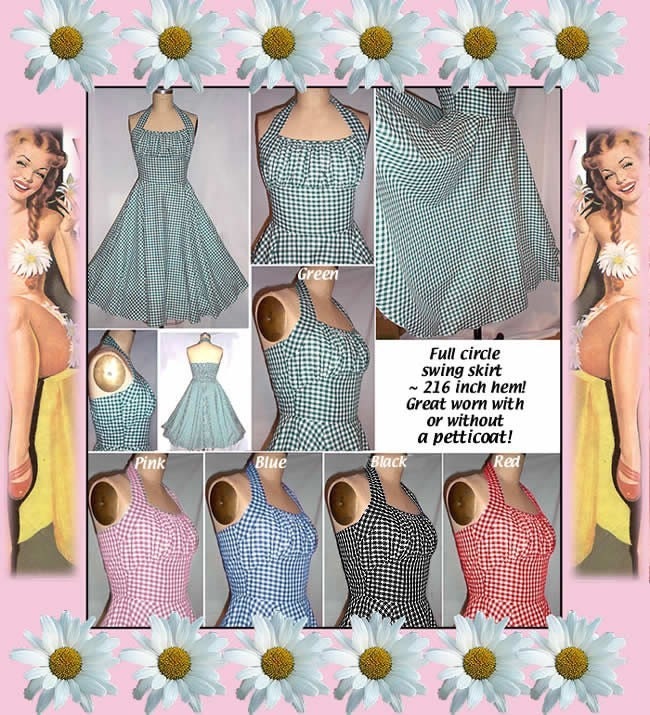 Cheerful Spring Gingham Halter Dress... Pin up sweet