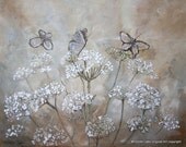 Queen Annes Lace painting  Poetry and Lace    Mixed Media and Acrylic on canvas Original