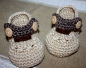 Instant download - Crochet PATTERN Baby Booties (pdf file) - Cappuccino Mary Janes