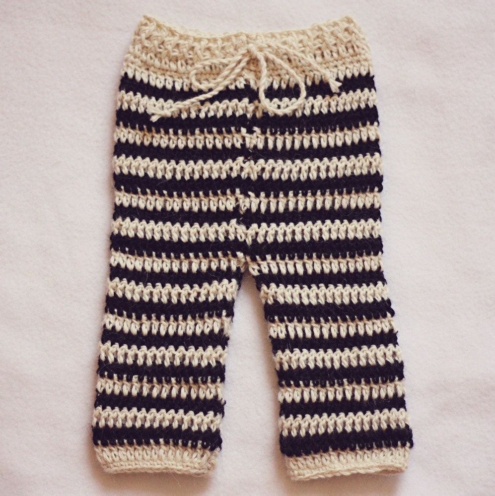 Instant download - Crochet PATTERN (pdf file) - Striped Baby Pants