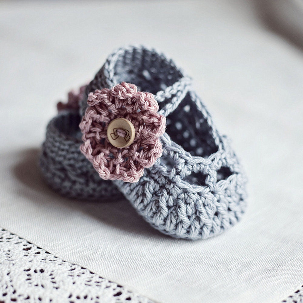 Instant download - Baby Booties Crochet PATTERN (pdf file) - Old Rose Baby Booties